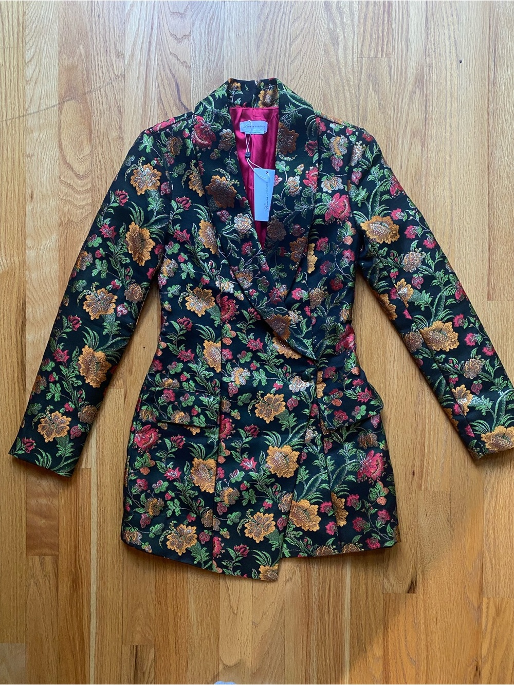 Lovers + Friends Black Blazer Mini Dress with Floral Print